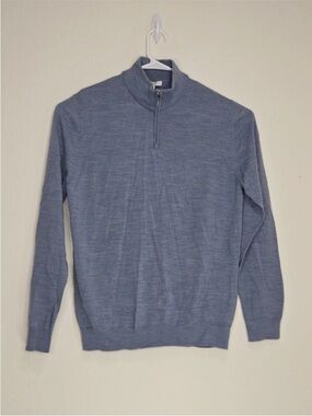 Reiss Pullover Blackhall Half Zip Merino Wool Blue Lightweight Sweater Size XL
